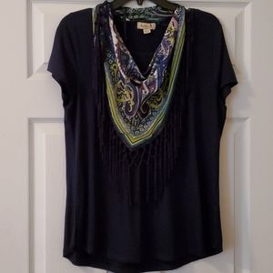 One World navy shirt with scarf